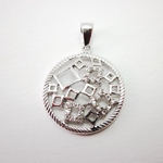 Multi-squares w/CZs in Round Sterling Pendant